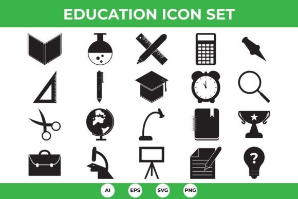 Education Glyph Icon Set: Perfect for Diverse Projects