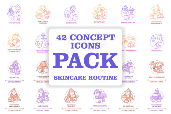 Enhance Your Skincare Content with the Skincare Routine Concept Icons Bundle