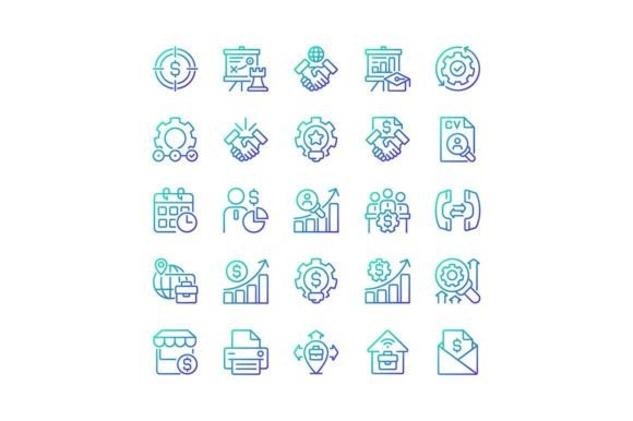 Unlocking Strategic Potential with Business Management Gradient Linear Icons